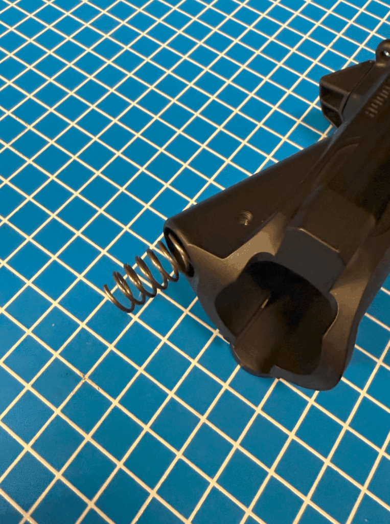 Bolt catch spring placed in hole