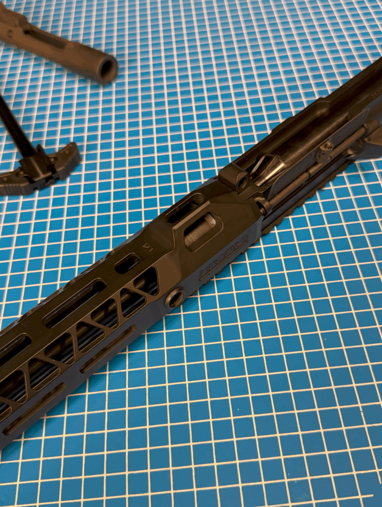 handguard placed into place over the barrel